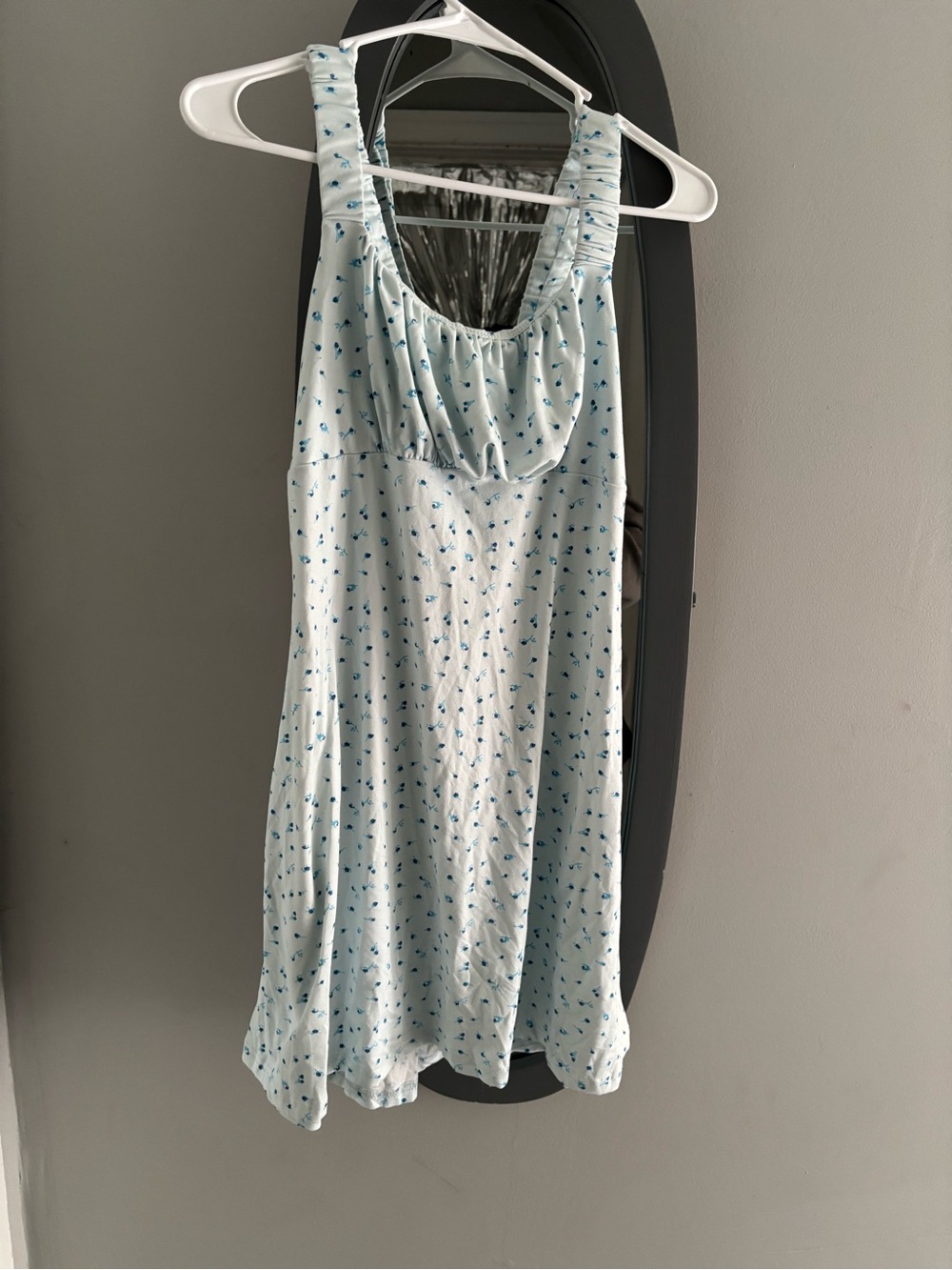 Light Blue Floral Sleeveless Summer Dress